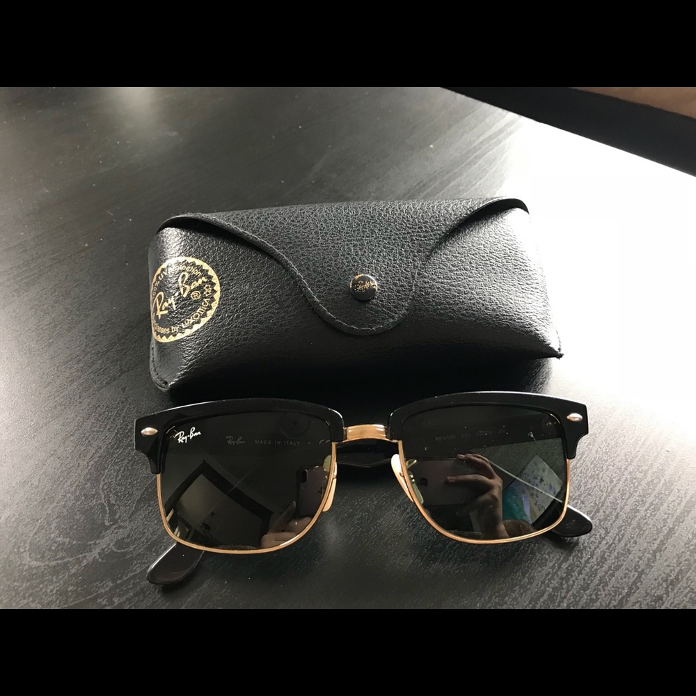 Ray Ban Club Master All Black w/ Gold Frame